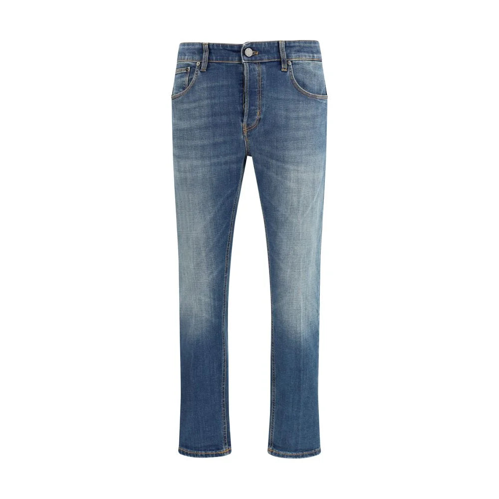 PT Torino Blue Cotton Tapered Jeans