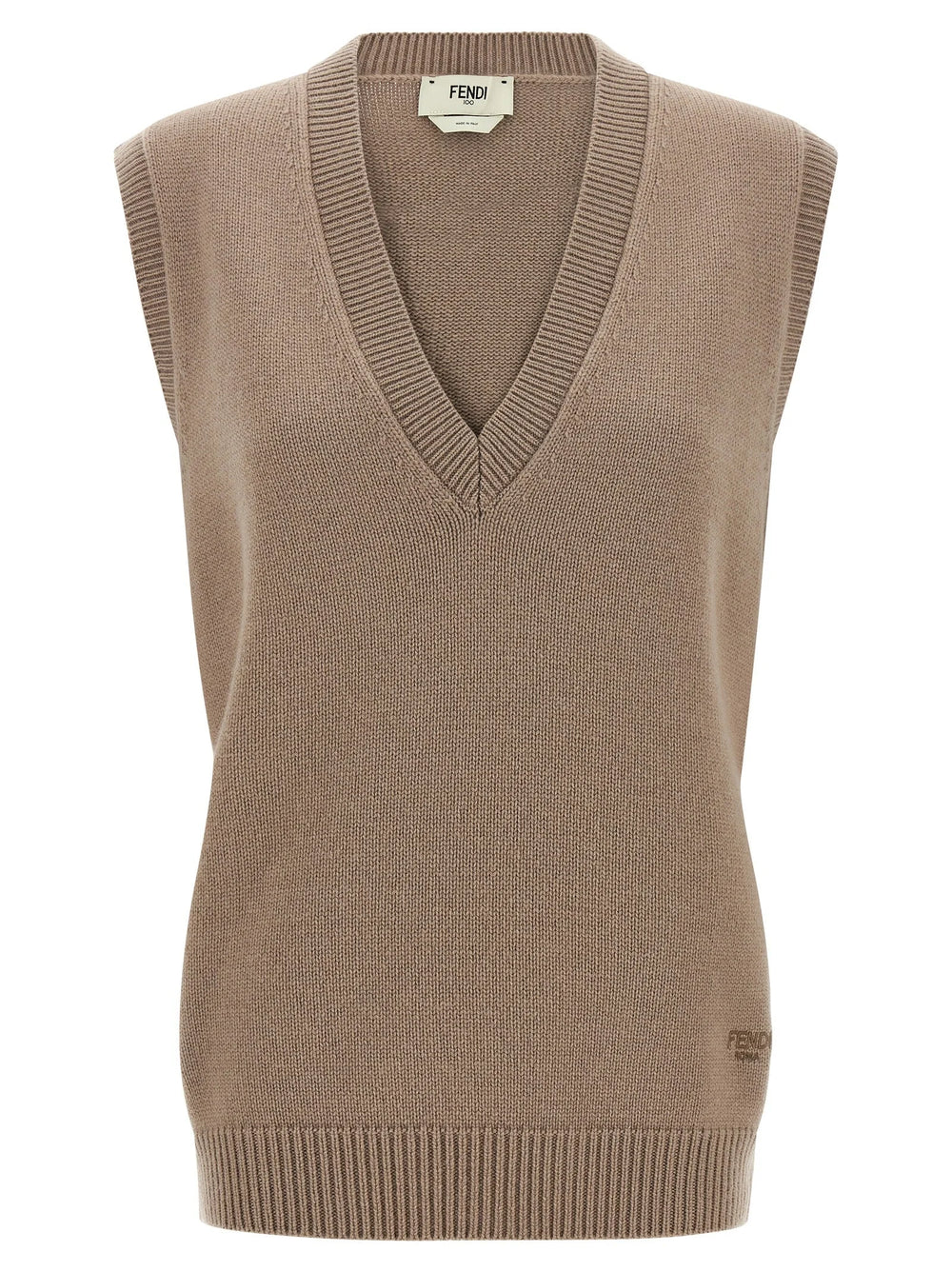Fendi Beige Cashmere Sleeveless Jacket