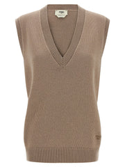 Fendi Beige Cashmere Sleeveless Jacket