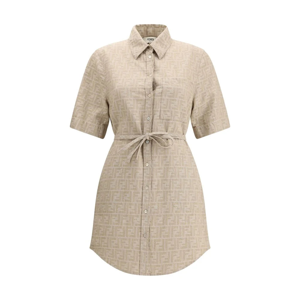 Fendi Beige Cotton Casual Dress