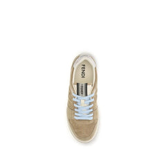 Fendi Beige Suede Leather Sneakers