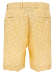 Fendi Bicolor Linen Bermuda Shorts