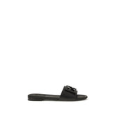 Fendi Schwarzes Kalbshaut Bos Taurus Flache Sandalen