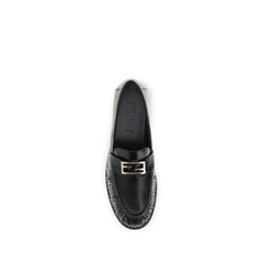 Fendi Black Calf Leather Bos Taurus Slip-On Loafers