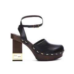Fendi Black Calfskin Clogs - Flats