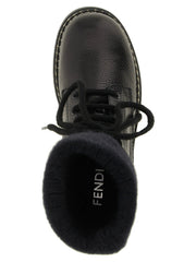 Fendi Black Calfskin Lace-Up Boots