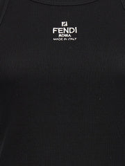 Fendi Black Cotton Sleeveles T-Shirt