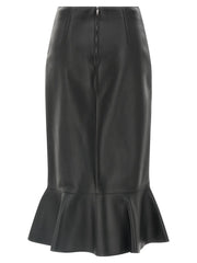 Fendi Black Lamb Leather Midi Skirt - IT38