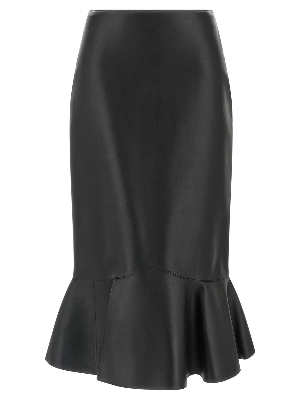 Fendi Black Lamb Leather Midi Skirt - IT38