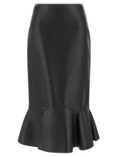 Fendi Black Lamb Leather Midi Skirt - IT38