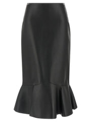 Fendi Black Lamb Leather Midi Skirt - IT38