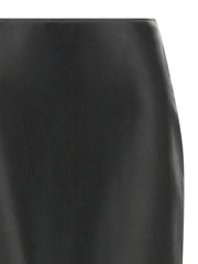 Fendi Black Lamb Leather Midi Skirt - IT38