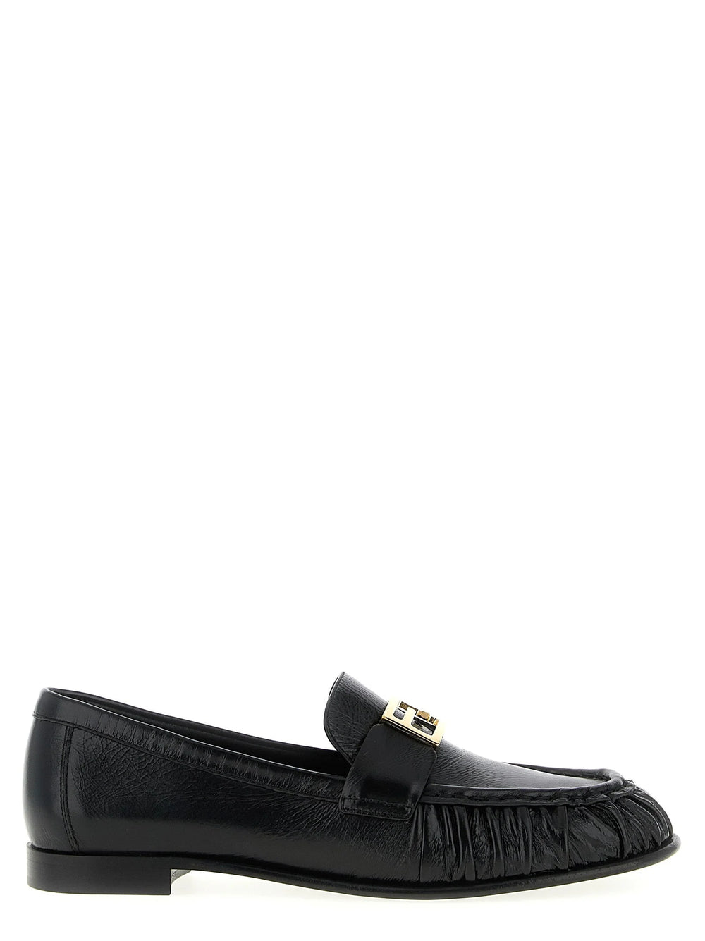 Fendi Black Lamb Leather Slip-On Loafers