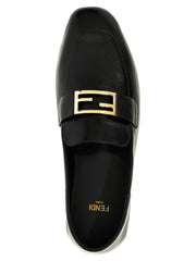 Fendi Black Lamb Leather Slip-On Loafers