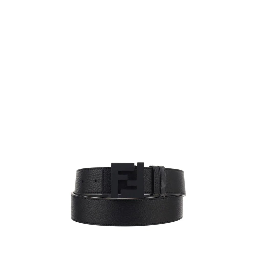 Fendi Black Leather Regular Belt