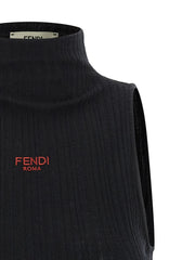 Fendi Black Polyester Sleeveles T-Shirt - IT42