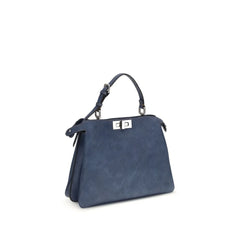 Fendi Blue Calf Leather Bos Taurus Handbag