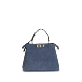 Fendi Blue Calf Leather Bos Taurus Handbag