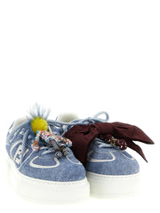 Fendi Blue Calfskin Platform Sneakers