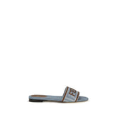 Fendi Blue Cotton Flat Sandals - EU38.5/US8.5