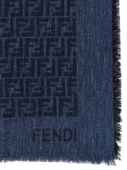 Fendi Blue Cotton Scarf