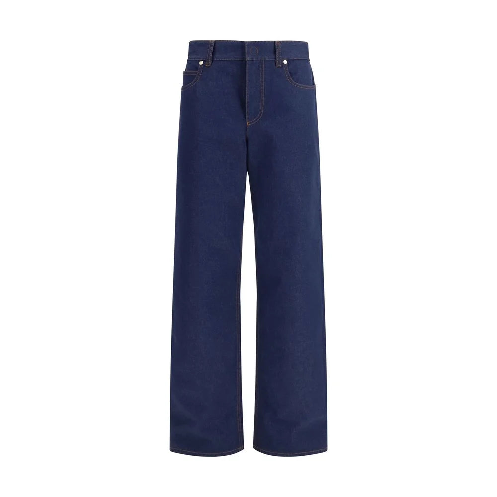 Fendi Blue Cotton Straight-Leg Jeans