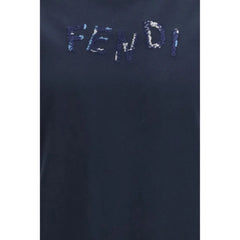 Fendi Blå Bomuld T-Shirt - L