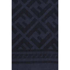 Fendi Blue Fleece Wool Scarf