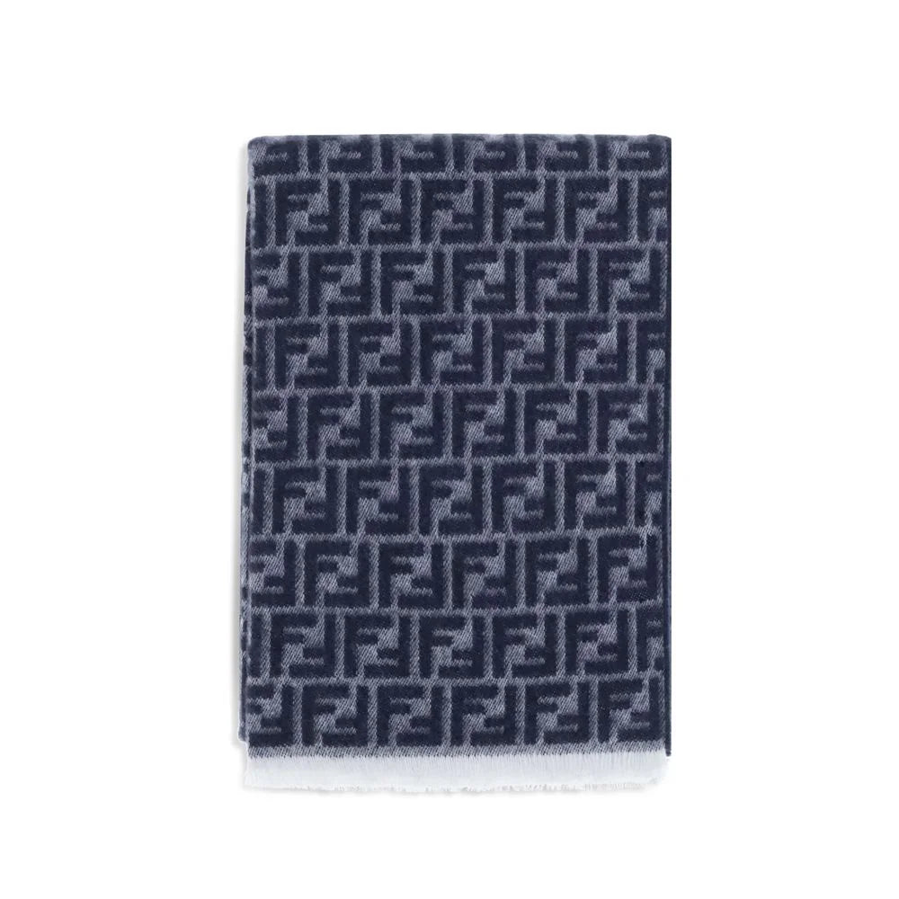 Fendi Blue Fleece Wool Scarf - Scarves & Shawls