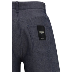 Fendi Blue Linen Relaxed Fit Jeans - W30