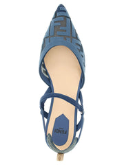 Fendi Blue Polyamide Flat Sandals