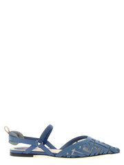 Fendi Blue Polyamide Flat Sandals