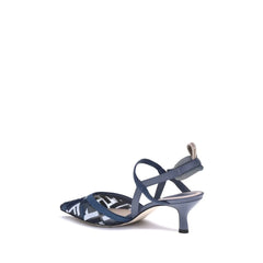 Fendi Blue Polyamide Mid Heel Pumps
