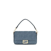 Sac bandoulière en raphia bleu Fendi