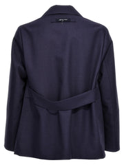 Fendi Blue Virgin Wool Full-Length Jacket