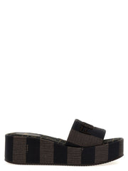 Fendi Brown Cotton Slides