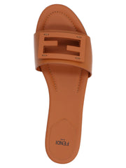 Fendi Brown Lamb Leather Slides