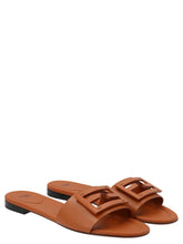 Fendi Brown Lamb Leather Slides - EU39/US9