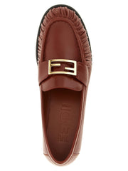 Fendi Brown Lamb Leather Slip-On Loafers