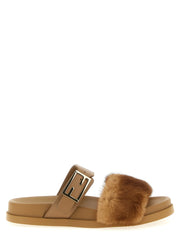 Fendi Brown Leather Slides - EU36/US6