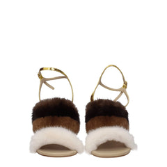 Fendi Brown Mink Strap-Ons Sandals - EU38/US8 - Sandals