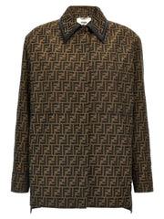 Fendi Brown Polyester Leather Jacket