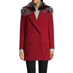Fendi Fur Collar Wool Coat - Overcoats