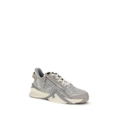 Fendi Gray Calf Leather Bos Taurus Athletic Sneakers