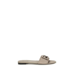 Fendi Gray Calf Leather Bos Taurus Flat Sandals - EU38.5/US8.5