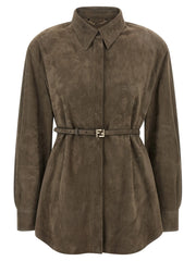 Fendi Gray Lamb Leather Blouse - IT44