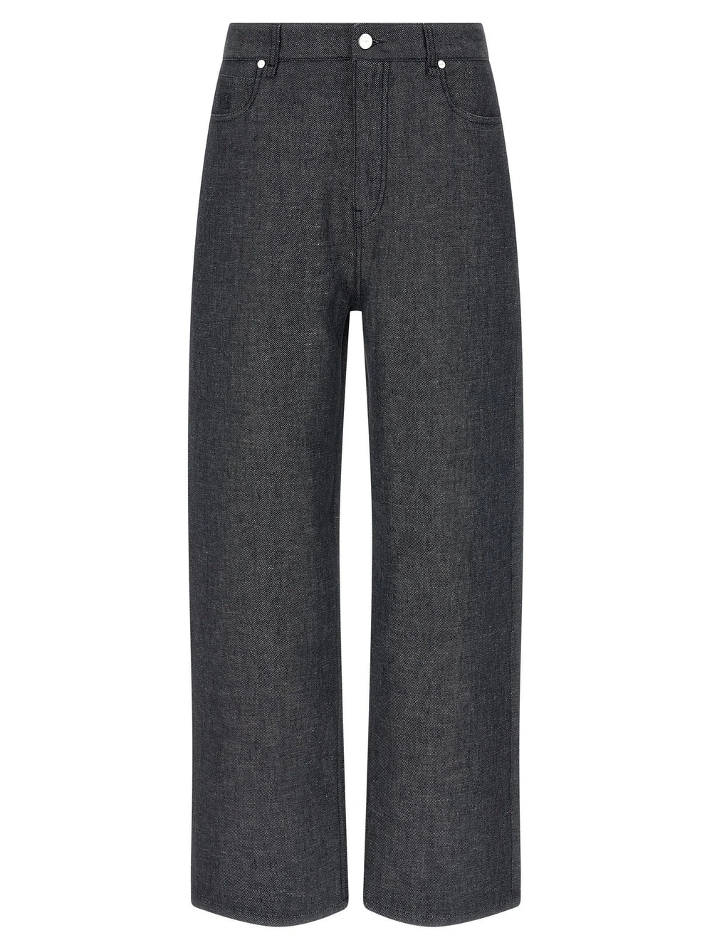 Fendi Gray Linen Straight-Leg Jeans