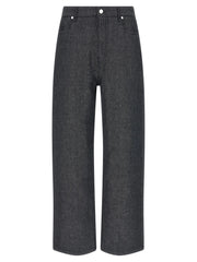 Fendi Gray Linen Straight-Leg Jeans