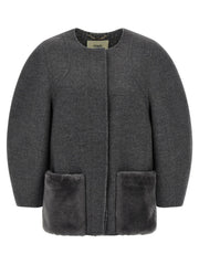 Fendi Gray Virgin Wool Coat - IT44