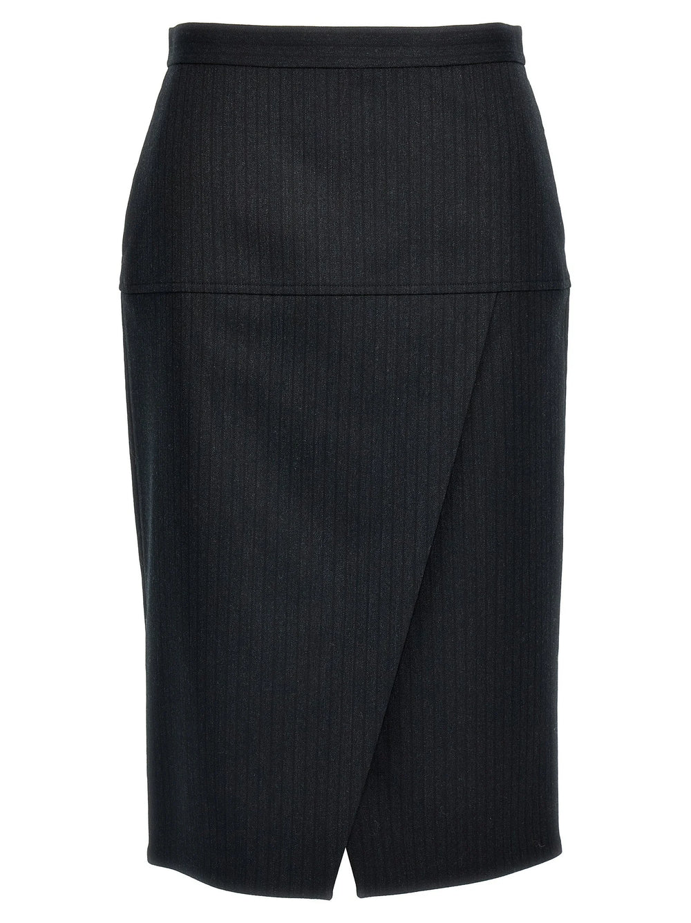 Fendi Gray Virgin Wool Midi Skirt - IT42